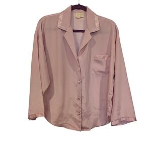 Victoria's Secret Pink Silky Satin Button Down Long Sleeve Top Size‎ S